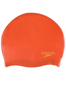 Speedo - Kids Plain Moulded Silicone Swim Cap - Orange