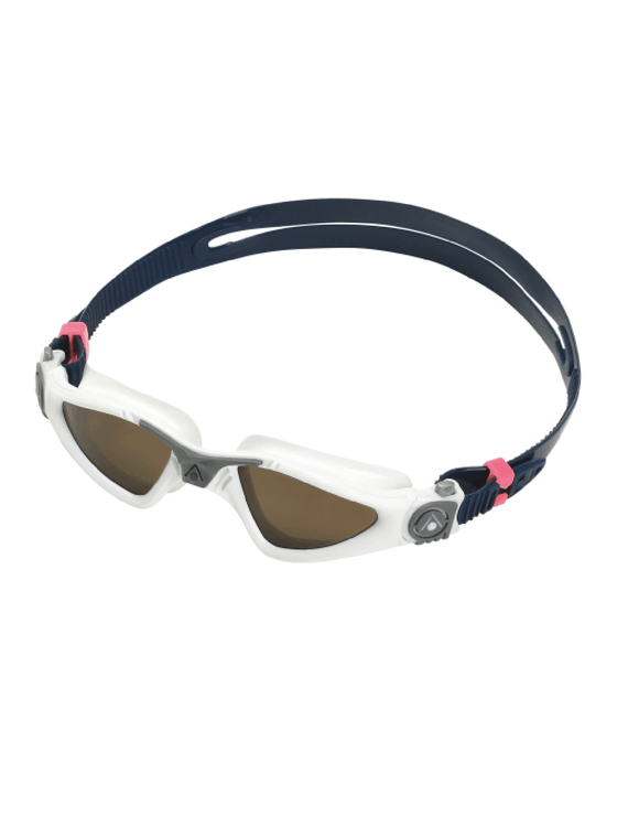 Aqua Sphere - Kayenne Small Fit Swim Goggles - White/Navy/Polarised Lens - Front/Left Side