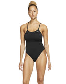 Nike - Womens Lace Up Tie Back Swimsuit - Black - Front