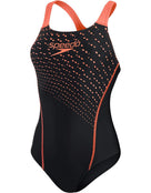 Speedo - Womens Medley Logo Medalist Swimsuit - Product Only - Black/Siren Red