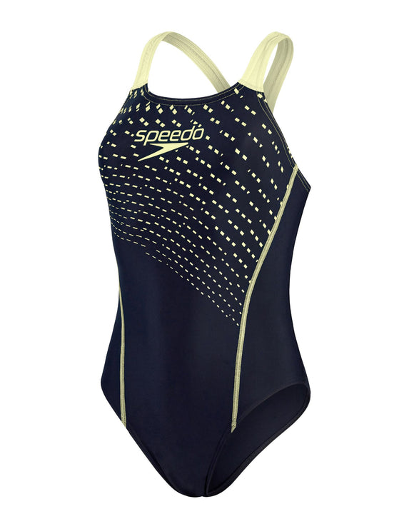 Speedo Medley Logo Medalist Swimsuit - Navy/Green | Simply Swim ...
