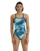 TYR Mezio Durafast Elite Diamondfit Swimsuit - Teal/Multi - Front 
