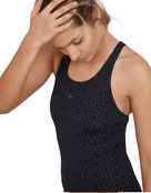 Speedo - Womens Boomstar Allover Muscleback Swimsuit - Black - Front Close Up