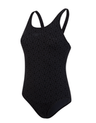 Speedo - Womens Boomstar Allover Muscleback Swimsuit - Black - Product Front