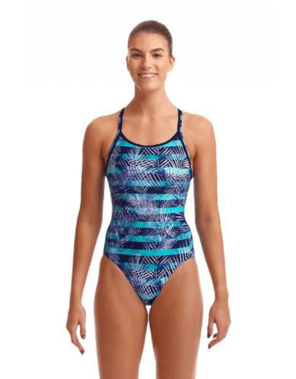 Funkita - Womens Palm Pilot Diamond Back One Piece Swimsuit - Model Front