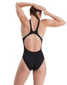 Speedo - Womens Panel Recordbreaker Swimsuit - Black/Blue - Model Back