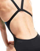 Speedo - Placement Digital Laneback Swimsuit - Swimsuit Back Design - Black 