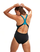 Speedo - Placement Laneback Swimuit - Model Back / Swimsuit Back - Black / Blue