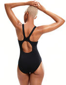 Speedo - Placement Muscleback Swimsuit - Model Back / Swimsuit Back Look - Black&Green