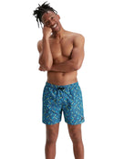 Printed Leisure 16" Swim Watershorts - Blue