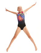 Speedo - Girls Digital Placement Splashback - Black/Pink - Model Star Pose