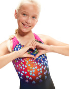 Speedo - Girls Digital Placement Splashback - Black/Pink - Close up/Front Model Pose