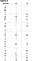 Aqua Sphere - Footwear Size Guide - Asone Pool Shoe