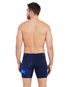 Zoggs Mens Slash Print Mid Swimming Jammer - Back - Navy