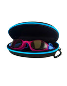 Simply Swim - Soft Touch Goggle Case - Light Blue - Open with Goggles (goggles not included) - Product