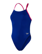 Speedo - Womens Solid Tieback Swimsuit - Product Front - Blue / Pink