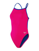 Speedo - Solid V Back Swimsuit - Pink/Blue - Product Only Front Design