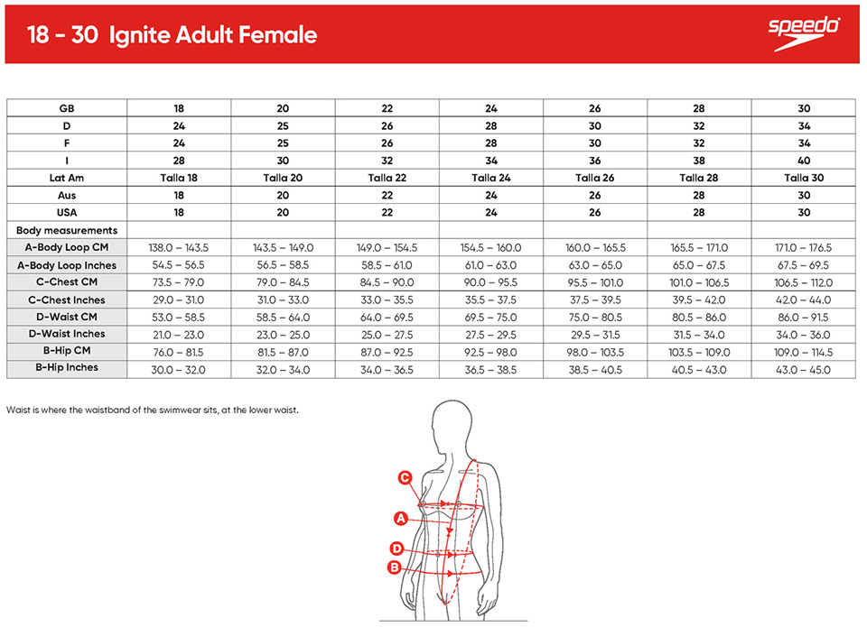Speedo lzr top size guide