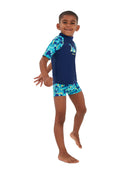 Speedo - Tots Boys Printed Sun Protection Set - Blue - Model Side Full Body