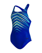 Speedo Womens Digital Placement Medalist Swimsuit - Blue - Product Front