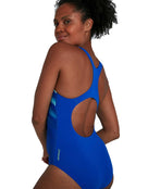 Speedo Womens Digital Placement Medalist Swimsuit - Blue - Back/Side