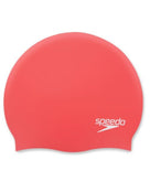 Speedo - Kids Plain Moulded Silicone Swim Cap - Light Red - Logo