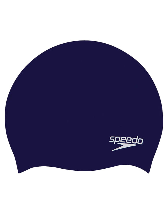 Speedo - Kids Plain Moulded Silicone Swim Cap - Navy - Logo