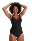 Speedo - Sculpture Watergem Adjustable One Piece - Black - Model Front Pose