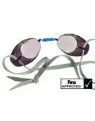 Malmsten - Swedish Competition Swimming Goggles - Silver/Black/Mirrored - Front 