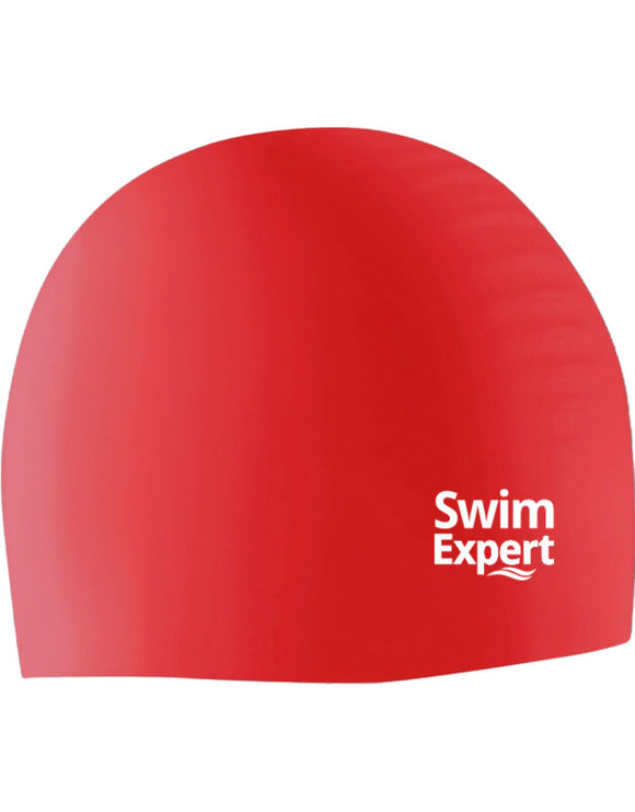 SwimExpert Adult Unisex Silicone Swimming Cap - Red