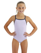 TYR Girls Solid Durafast Elite Addy DiamondFit Swimsuit - Lavender - Front 