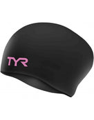 Tyr Long Hair Wrinkle Free Silicone Swim Cap - Black/Pink