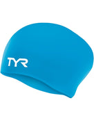 Tyr Long Hair Wrinkle Free Silicone Swim Cap - Blue