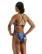 TYR StarHex Durafast Elite Crosscut Tieback Swimsuit - Blue Ice - Back 2