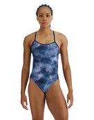 TYR StarHex Durafast Elite Crosscut Tieback Swimsuit - Blue Ice - Front