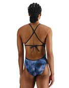 TYR StarHex Durafast Elite Crosscut Tieback Swimsuit - Blue Ice - Back