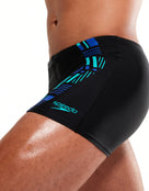 Speedo - Tech Print Aquashort - Product Side Design - Black / Blue