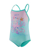 Tots Girls Digital Thinstrap Swimsuit - Pink/Mint