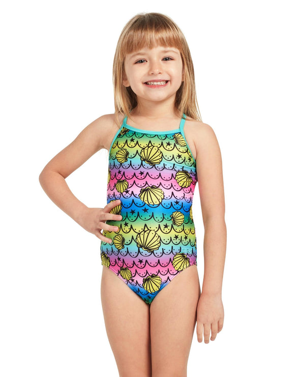 Zoggs - Toddler Girls Mermaids Crossback Swimsuit - Front