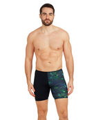Zoggs - Urban Galaxy Print Mid Jammer - Black / Green - Model Front / Jammer Front