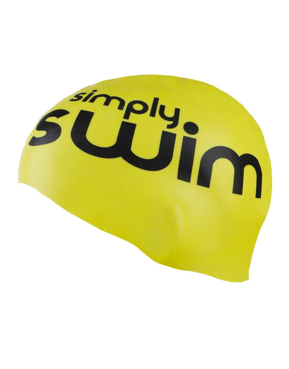 Simply Swim Silicone Swimming Cap - High Vis Yellow - Left Side