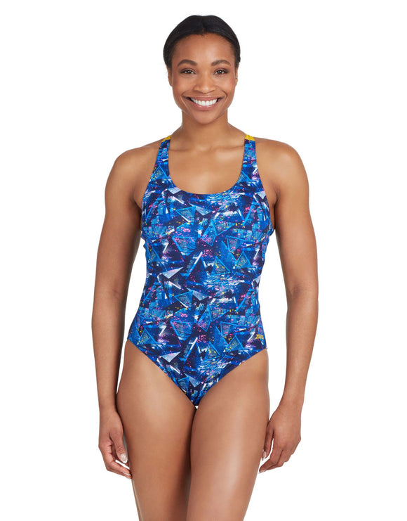 Zoggs - Catalyst Actionback Swimsuit - Navy/Blue - Model Front