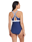 Zoggs - Dakota Crossback Swimsuit - Navy/White - Back