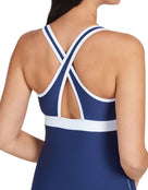 Zoggs - Dakota Crossback Swimsuit - Navy/White - Back Close Up