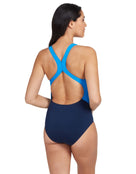 Zoggs - Womens Eaton Flyback Swimsuit - Navy/Blue - Back