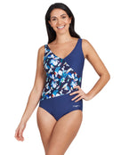 Zoggs - Luxor Front Crossover V Back Swimsuit - Front Pose