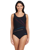 Zoggs - Macmaster Scoopback Swimsuit - Black/Multicolour - Model Front 