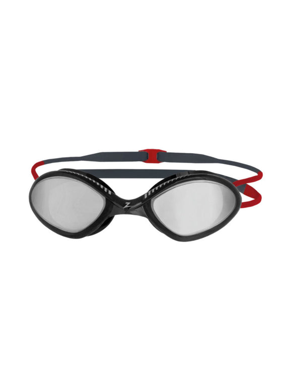 Zoggs - Tiger Mirror Swim Goggle - Product Only - Silver Mirrored Lenses/Black/Red - Front Nose Bridge 
