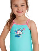 Zoggs Toddler Girls Mernicorn Classicback Swimsuit - Front Close Up