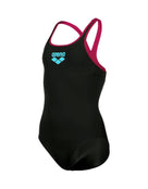 Arena - Girls Big Logo Swim Pro Back Swimsuit - Black/Freak Rose - Product Only Front